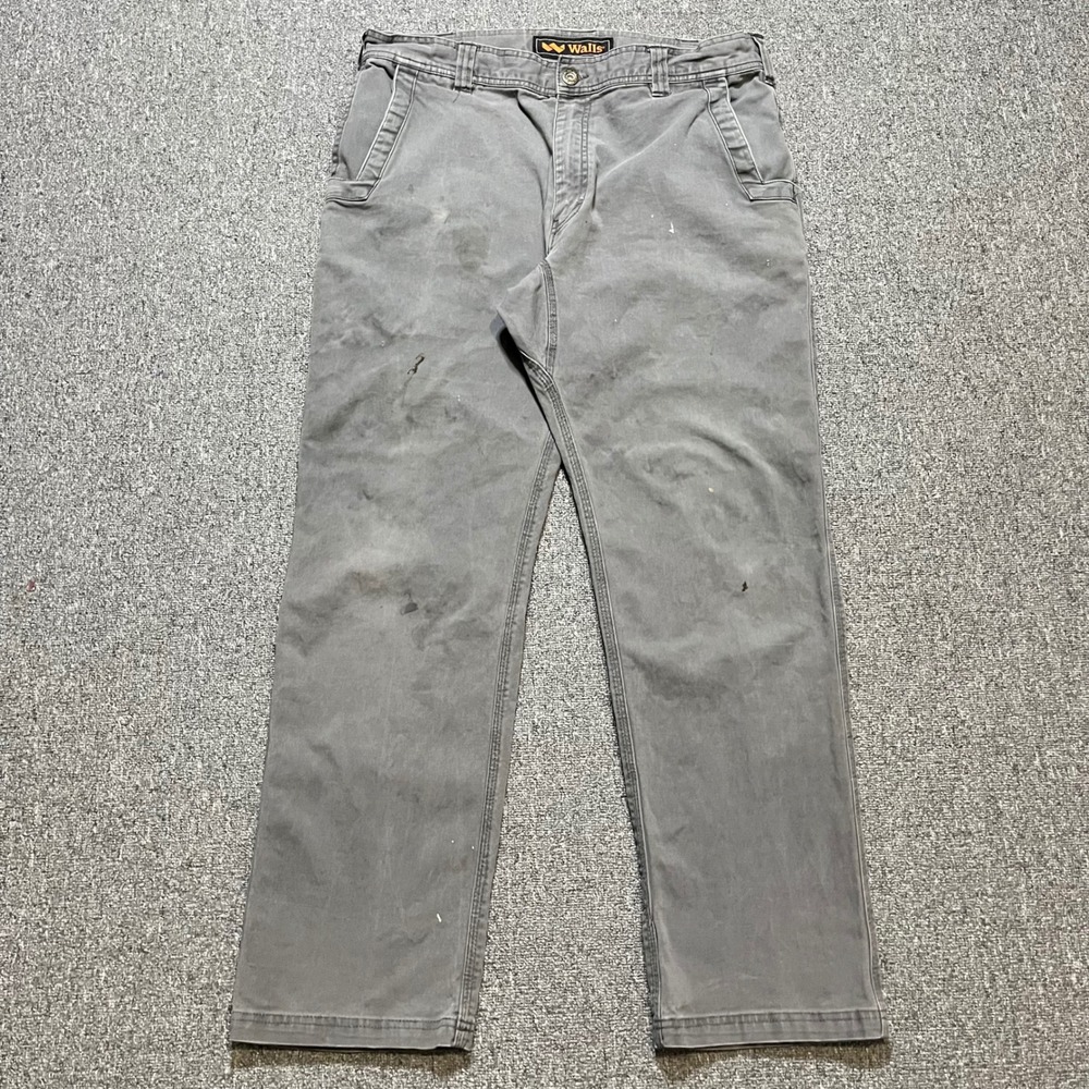Walls‎ Men Gray Work Utility Pants Size 36x32 Distressed Casual